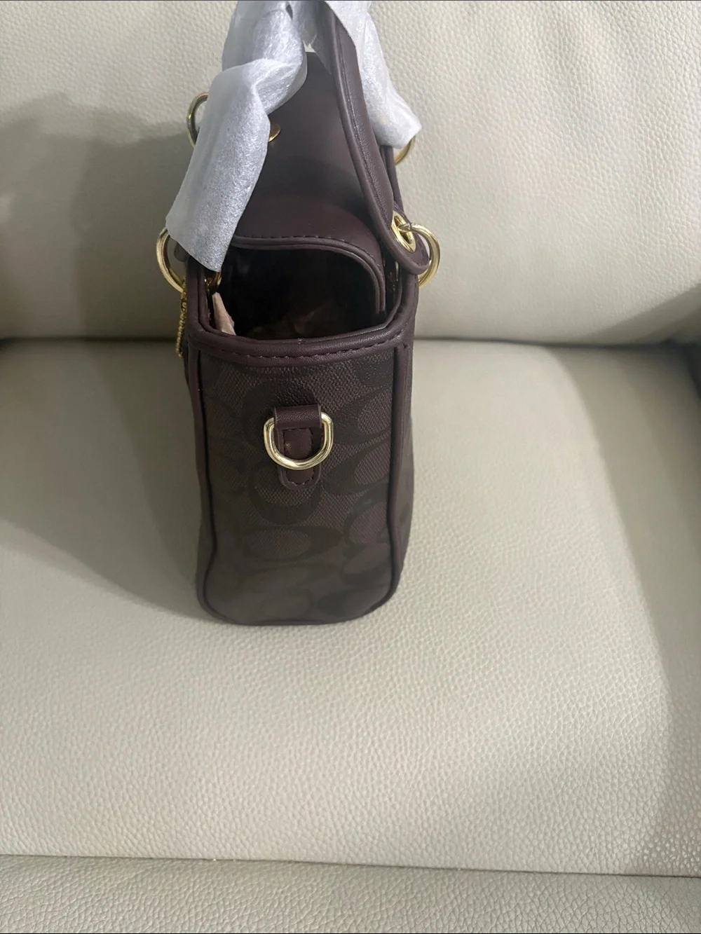 Coach Brown Signature Mini Satchel with Gold Hardware